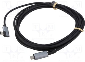 CU0184, Cable; angular,USB 2.0; USB C plug,both sides; 3m; black; 480Mbps