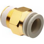 KQ2H04-01AS, KQ2 Series Straight Threaded Adaptor, R 1/8 Male to Push In 4 mm ...