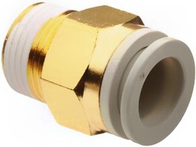 Фото 1/3 KQ2H06-03AS, KQ2 Series Straight Threaded Adaptor, R 3/8 Male to Push In 6 mm, Threaded-to-Tube Connection Style