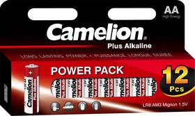 Фото 1/4 Camelion Plus Alkaline BL12 LR6 (LR6-HP12, пальчиковая батарейка АА 1.5В)