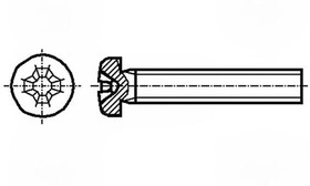 B5X10/BN381, Винт, M5x10, 0,8, Головка: цилиндрическая, Phillips, PH2, сталь