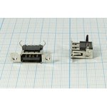 Гнездо USB, Тип A, угловое, 4 контакта, SMD, с фланцем ...