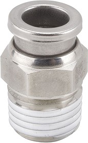 KQG2H09-N03S, KQG2 Series Straight Threaded Adaptor, NPT 3/8 Male to Push In 5/16 in, Threaded-to-Tube Connection Style