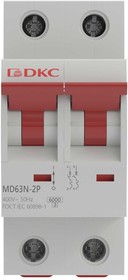 Фото 1/9 MD63N-2PC25, Выключатель автоматический двухполюсный 25А C 6кА MD63N-2PC25 DKC