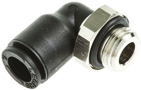 3199 16 17, LF3000 Series Elbow Threaded Adaptor, G 3/8 Male to Push In 16 mm, Threaded-to-Tube Connection Style
