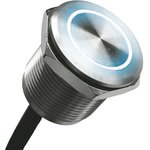 MPZI022/F/BL/24/L, Illuminated Piezo Switch, Latching, SPST, IP68, IP69K, Wire Lead, 1 A @ 24 V dc, -40 → +85°C Grey