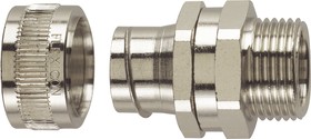 FU25-M25-S, Straight, Swivel, Conduit Fitting, 25mm Nominal Size, M25, Nickel Plated Brass