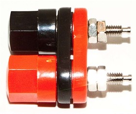 Фото 1/3 BU-00283, 15A, Black, Red Binding Post With Brass Contacts and Nickel Plated - 11.99mm Hole Diameter