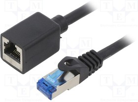 CQX053S, Удлинитель RJ45; S/FTP; 6a; Cu; LSZH; черный; 2м; 26AWG