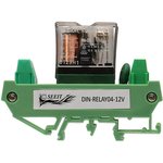 DIN-RELAY04-12V, DIN Rail Power Relay, 12V Coil, 10A Switching Current, SPDT