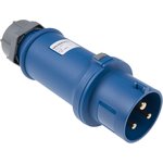 160, ProTOP IP44 Blue Cable Mount 3P Industrial Power Plug, Rated At 32A, 230 V