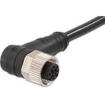 120065-9524, Sensor Cable, Black, Angled, 22AWG, 5m, M12 Socket - Pigtail ...