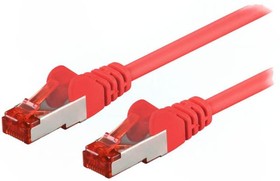 Фото 1/2 95467, Patch cord; S/FTP; 6; stranded; CCA; PVC; red; 0.5m; 27AWG
