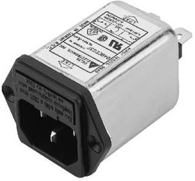 06BEEG3H, AC Power Entry Modules Fuse Connector Filter, 115/250VAC, 6A, Screw Mounting, N/A-Lug, Single Fuse