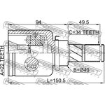 2111-CDHLH, Шрус внутренний левый 22x40x34