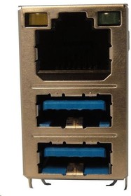 RJMG2310228A0ER, Modular Connectors / Ethernet Connectors R/A,DipType, USB 2.0 RJ45+OverDual