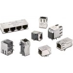 7499010004A, Modular Connectors / Ethernet Connectors WE-RJ45 Intgtd XFMR 1x1 ...