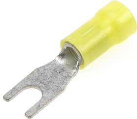 Фото 1/2 165015-0, PLASTI-GRIP Insulated Crimp Spade Connector, 2.6mm² to 6.6mm², 12AWG to 10AWG, M4 Stud Size Vinyl