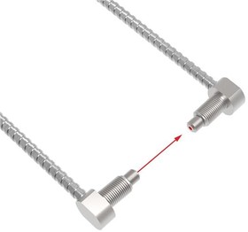 Фото 1/2 PIAT43TSL5TA-VL, Fiber Optic Cables Plastic Fiber, Opposed Mode; Core Dia.: 1 mm; Fiber Length 1 m; Tight Angle, Thread M4; Stainless Monoco