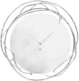 Фото 1/5 Интерьерные настенные часы Арт белого цвета с декоративными коваными элементами серебристого цвета 45025/белый