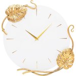 Интерьерные настенные часы декор для дома Monstera Deliciosa белого цвета с бронзой 45026/белый