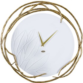 Фото 1/5 Интерьерные настенные часы Арт белого цвета с декоративными коваными элементами бронзового цвета 45025/бронзовый