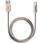 72274, Дата-кабель Metal USB - Type-C, алюминий, 1.2м, стальной , Deppa
