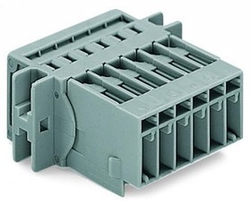 Фото 1/2 769-606/002-000, 1-conductor male connector - CAGE CLAMP® - 4 mm² - Pin spacing 5 mm - 6-pole - clamping collar - 4,00 mm² - gray