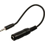 CAGP22550BK02, Audio Cable, Stereo, 3.5 mm Jack Plug - 6.35 mm Jack Socket, 200mm