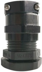 RND 465-00838, Cable Gland with Clamp, 13 ... 18mm, M27, Polyamide, Black