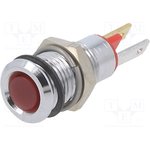 19010053, Индикат.лампа: LED; плоский; красный; 2ВDC; O8мм; металл
