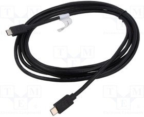 AK-300138-030-S, Cable; USB 2.0; USB C plug,both sides; nickel plated; 3m; black