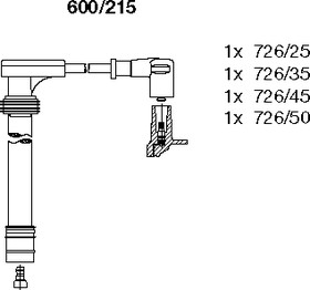 600215, К-кт проводов FIAT BRAVA 95-02, BRAVO I 95-02, DOBLO 02-, MAREA 96-, MULTIPLA 99-, PALIO 96-, SIENA 98-, LANCIA DELTA II 96-99, LYBR
