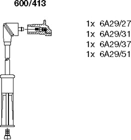 600413, К-кт проводов RENAULT CLIO II 98-05, KANGOO 99-, LOGAN 04-, MEGANE 97-99, MEGANE I 96-, DACIA LOGAN 04-, LOGAN EXPRESS 09-, LOGAN MC