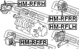Фото 1/8 HM-RFLH, HM-RFLH_подушка двигателя левая!\ Honda Step WGN RF3-RF8 01-05