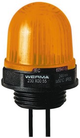 230.300.55, EM 230 Series Yellow Steady Beacon, 24 V dc, Panel Mount, LED Bulb, IP65