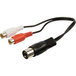 CAGP20250BK02, Audio Cable, Stereo, DIN 5-Pin Plug - 2x RCA Socket, 200mm