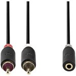 CABP22255AT02, Audio Cable, Stereo, 2x RCA Plug - 3.5 mm Jack Socket, 200mm