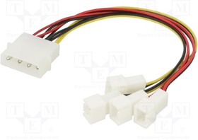 AK-CB001, Wire: for fan supplying; Plug: straight; 0.15m; splitter 4x