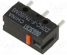 Фото 1/2 D2FC-F-7N(60M)(STD), Microswitch SNAP ACTION; 0.001A/6VDC; without lever; SPST-NO