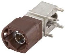 D4S20G-400A5-F, RF Connectors / Coaxial Connectors Right Angle Plug PCB w/Housing T&R Brown