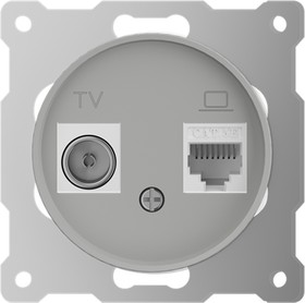 7700246, Розетка двойная антенна/компьютер TV/RJ45 кат.5e, цвет серый
