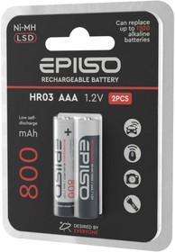Аккумулятор EPILSO HR03/AAA 800mAh 2BC 1.2V LCD (2/20/200)
