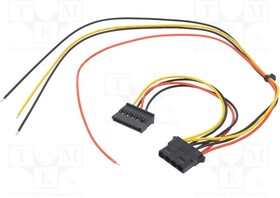 AK-SC-23, Кабель: питающий; Molex "мама",провода,SATA "мама"; 0,4м