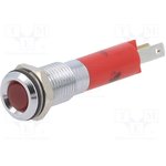 19010253, Индикат.лампа: LED; плоский; красный; 12ВDC; O8мм; металл