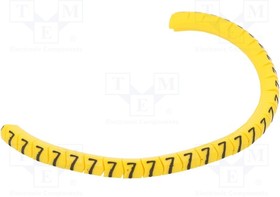 PA-02003PV40.7, Маркер для проводов и кабеля; Маркировка: 7; 1,3-3мм; ПВХ; желтый