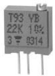 T93XB105KT20, Trimmer Resistors - Through Hole 3/8" SQ H/ADJ 1M