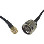CBA-SMAMRP-NM1, Male N Type to Male SMA Coaxial Cable, 1m, RG58 Coaxial, Terminated