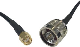 Фото 1/2 CBA-SMAMRP-NM1, Male N Type to Male SMA Coaxial Cable, 1m, RG58 Coaxial, Terminated