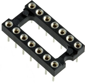 Фото 1/2 110-87-314-41-001101, 2.54mm Pitch Vertical 14 Way, Through Hole Turned Pin Open Frame IC Dip Socket, 1A